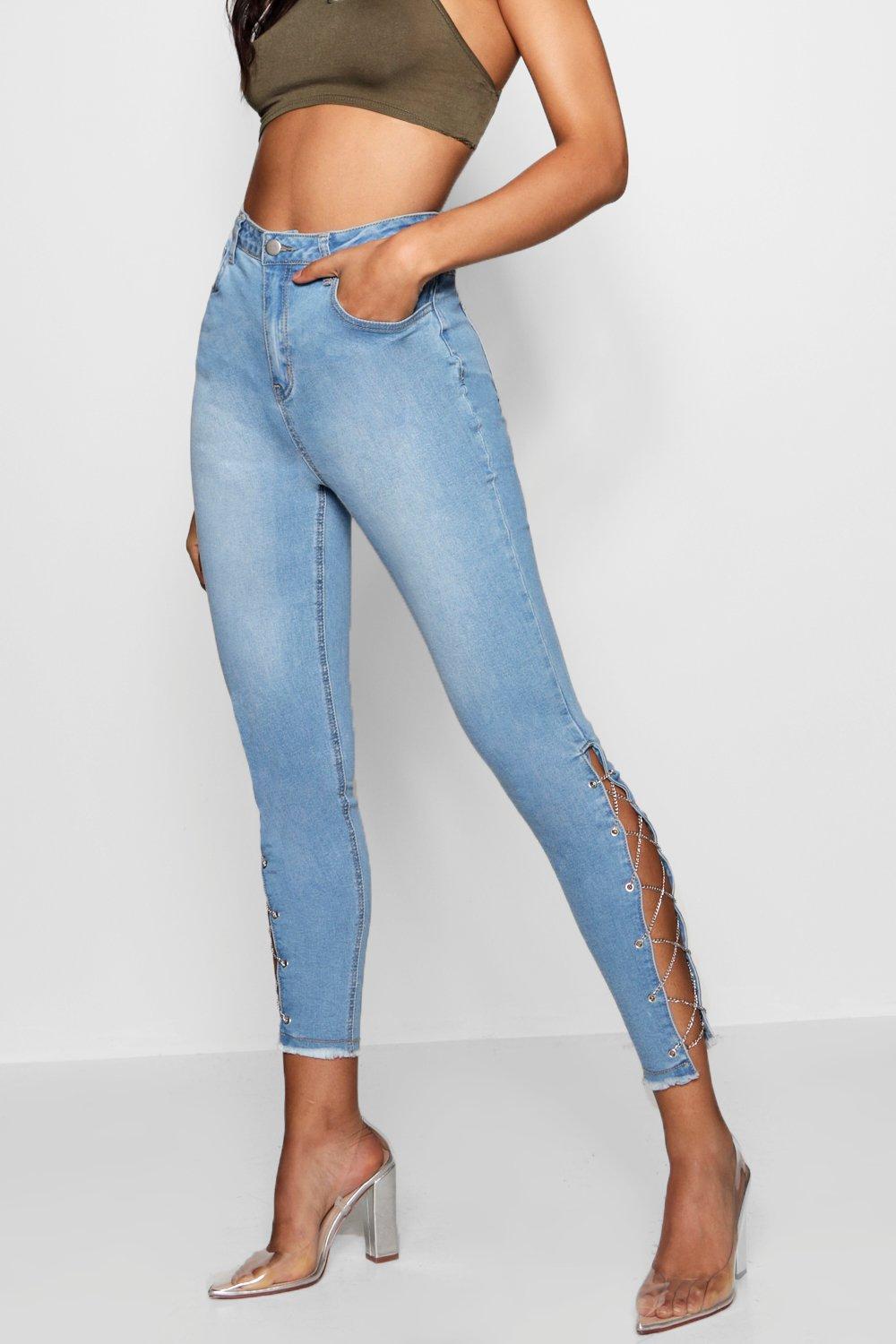 Lace up side jeans sale